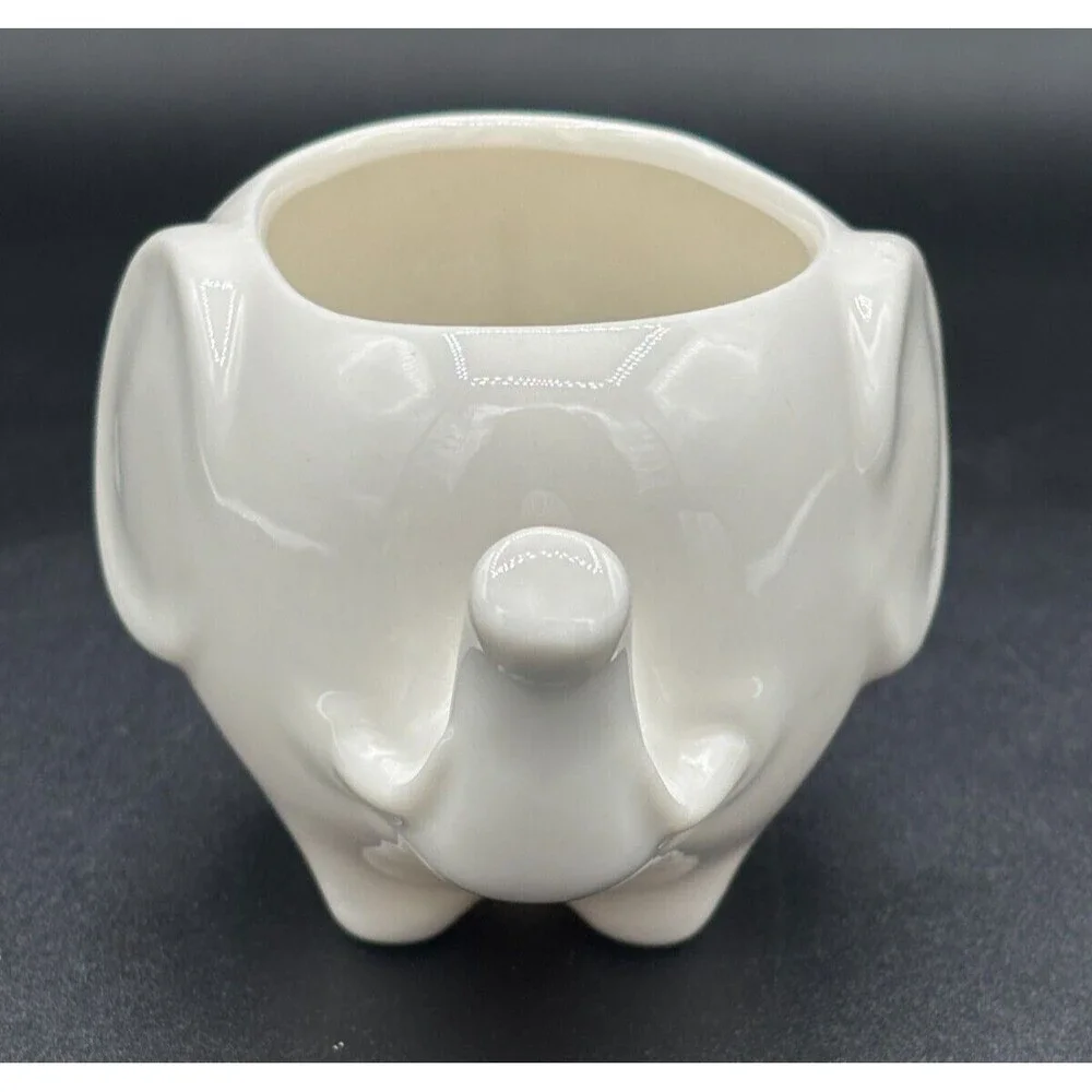 Mini Ceramic Elephant Shaped Planters Pots for Succulents Set of 3‎ Mod White